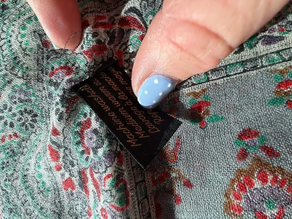 Vintage Italian 100% Wool Paisley Scarf Brown‎ Blue